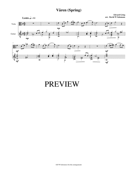 Vren Spring For Viola And Guitar Sheet Music