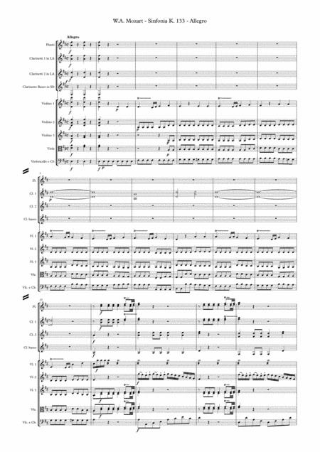 Free Sheet Music W A Mozart Symphony K 133 Allegro