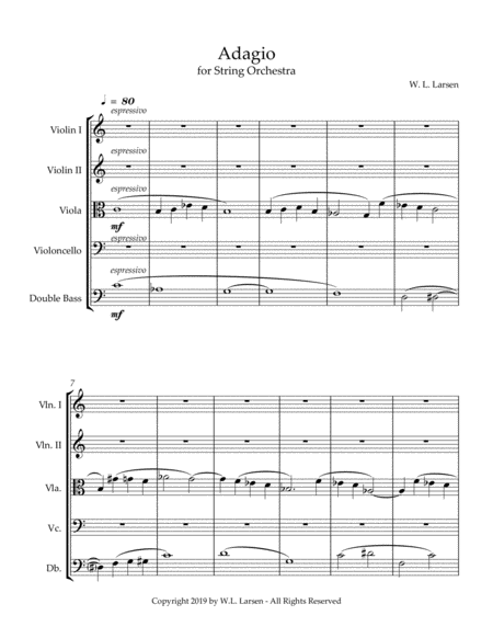 Free Sheet Music W L Larsen Adagio For String Orchestra