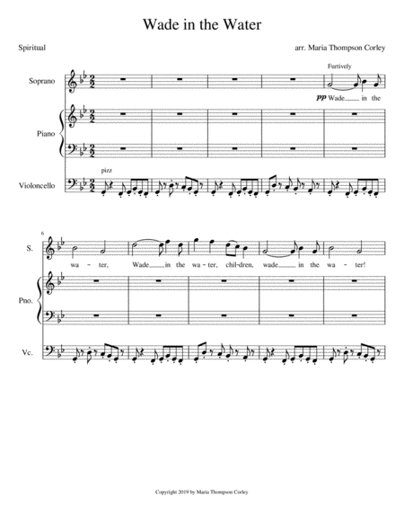 Wade In The Water High Voice Piano And Cello Sheet Music