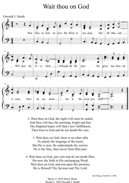 Wait Thou On God A New Tune To A Wonderful Oswald Smith Poem Sheet Music