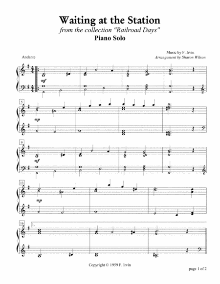 Free Sheet Music Waiting At The Station Piano Solo