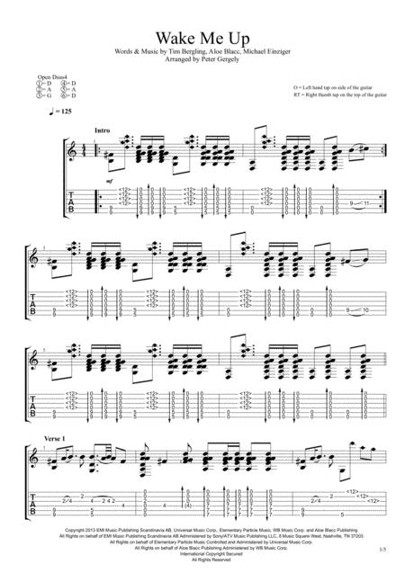 Wake Me Up Fingerstyle Guitar Sheet Music