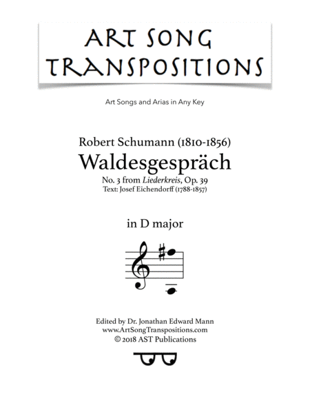 Free Sheet Music Waldesgesprch Op 39 No 3 D Major