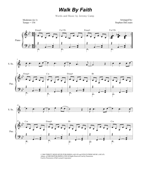 Free Sheet Music Walk By Faith Duet For Soprano And Tenor Saxophone