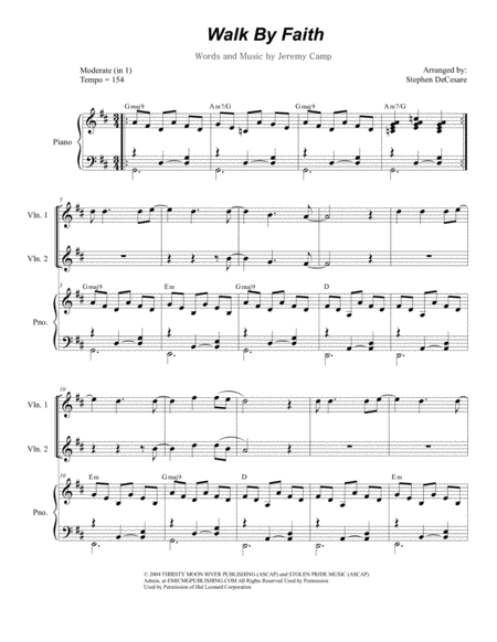 Walk By Faith For String Quartet Sheet Music