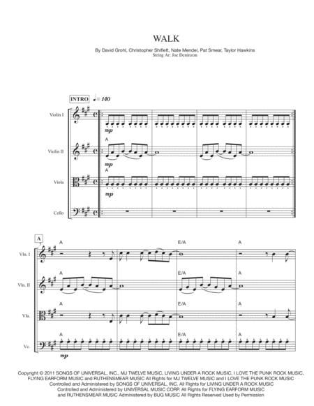 Walk For String Quartet Sheet Music