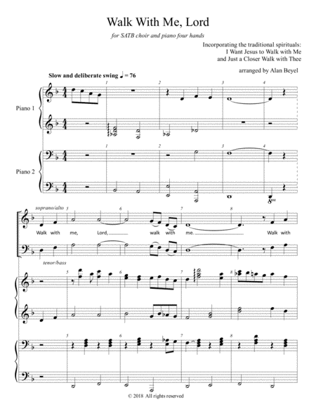 Walk With Me Lord Satb And Piano 4 Hands 11 Pages Sheet Music