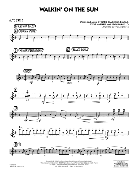 Walkin On The Sun Arr Paul Murtha Alto Sax 2 Sheet Music