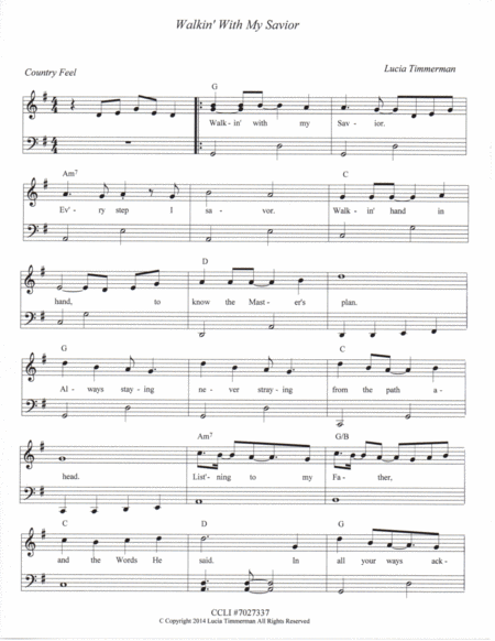 Walkin With My Savior Sheet Music