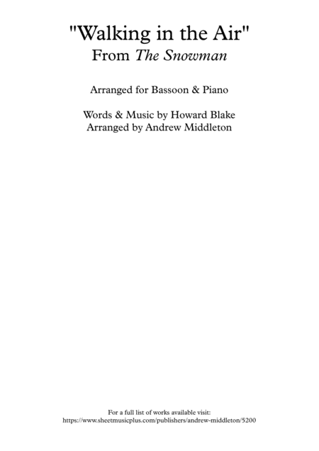 Walking In The Air For Bassoon And Piano Sheet Music