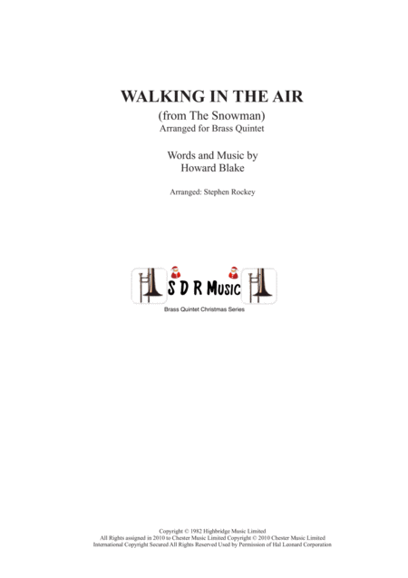 Walking In The Air For Brass Quintet Sheet Music