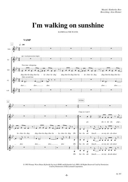 Walking On Sunshine Ssaa Solo A Cappella Sheet Music