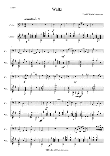 Free Sheet Music Waltz For Cello And Guitar