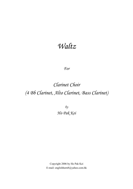 Free Sheet Music Waltz For Clarinet Choir