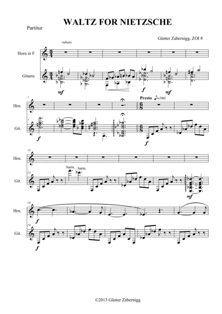 Waltz For Nietzsche Sheet Music