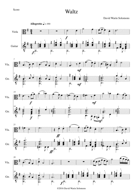 Waltz For Viola And Guitar Sheet Music