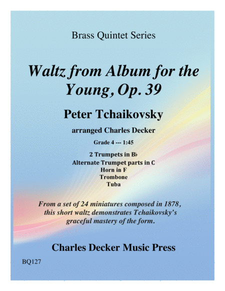 Free Sheet Music Waltz From Album For The Young Opus 39 For Brass Quintet