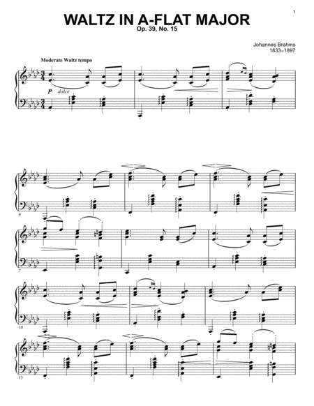 Free Sheet Music Waltz In A Flat Major Op 39 No 15