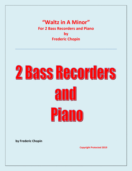 Free Sheet Music Waltz In A Minor Chopin 2 Bass Recorders And Piano Chamber Music