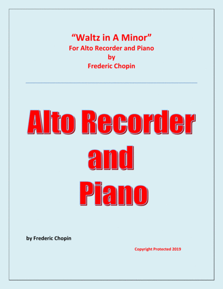 Free Sheet Music Waltz In A Minor Chopin Alto Recorder And Piano Chamber Music