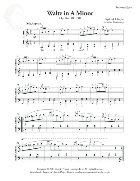 Waltz In A Minor Op Post Sheet Music