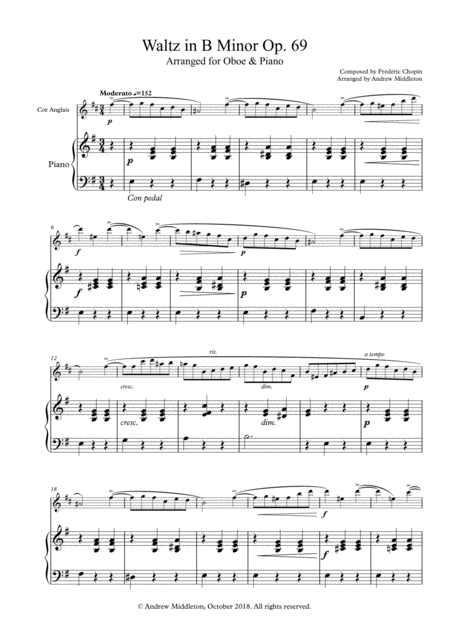 Waltz In B Minor For Cor Anglais And Piano Sheet Music