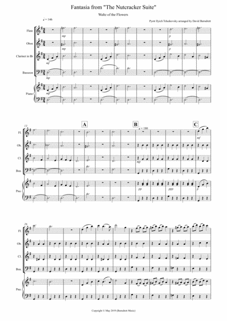 Free Sheet Music Waltz Of The Flowers Fantasia From The Nutcracker For Wind Quartet