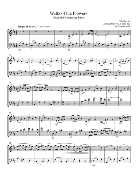 Free Sheet Music Waltz Of The Flowers For Vln Cello Duet
