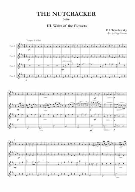 Waltz Of The Flowers From Nutcracker Suite For Flute Quartet Sheet Music