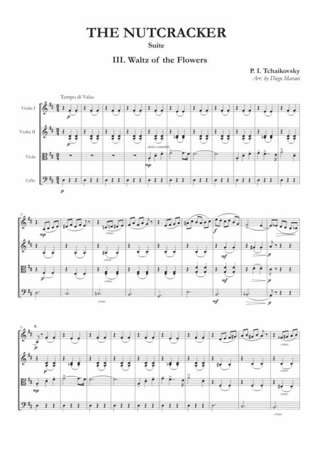 Free Sheet Music Waltz Of The Flowers From Nutcracker Suite For String Quartet