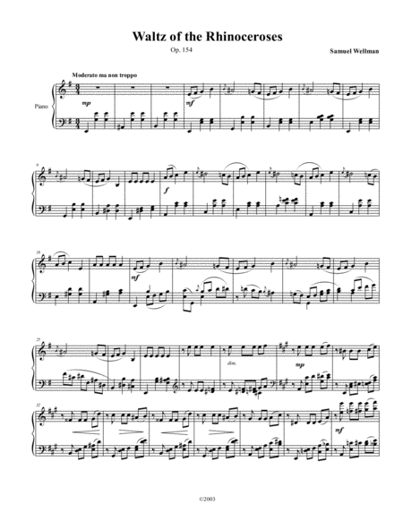 Free Sheet Music Waltz Of The Rhinoceroses Op 154