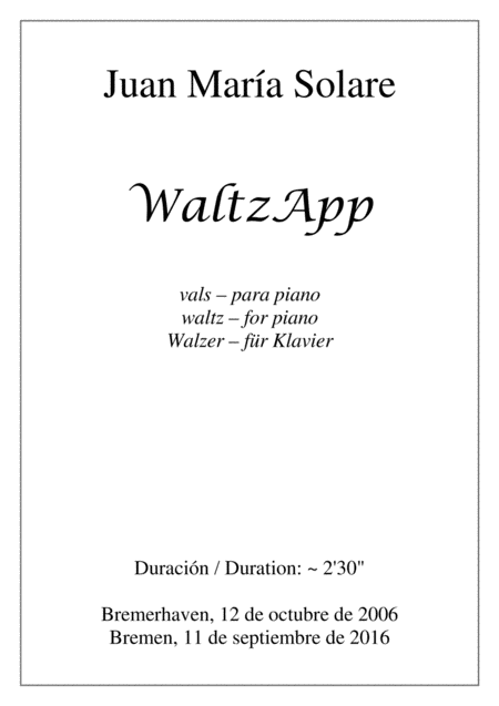 Waltzapp Piano Sheet Music