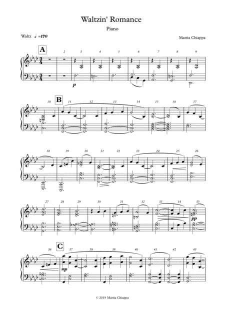 Waltzin Romance Piano Solo Sheet Music