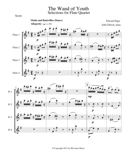 Wand Of Youth Selections For Flute Quartet Sheet Music