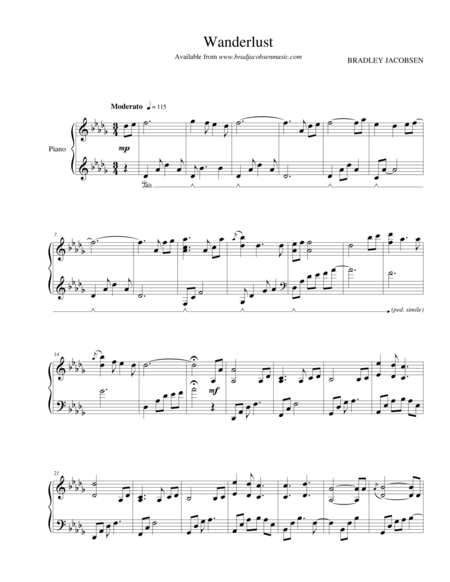 Wanderlust By Brad Jacobsen Sheet Music