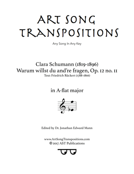 Warum Willst Du And Re Fragen Op 12 No 11 A Flat Major Sheet Music