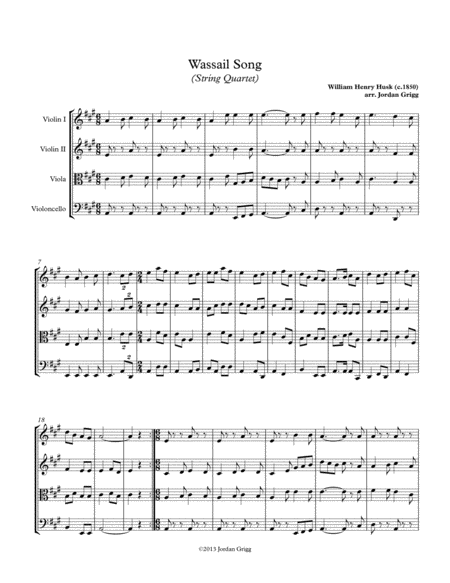 Wassail Song String Quartet Sheet Music