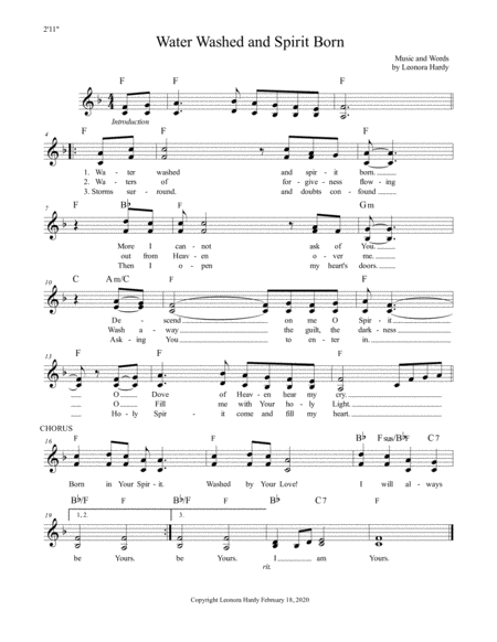 Free Sheet Music Water Washed And Spirit Born Lead Sheet