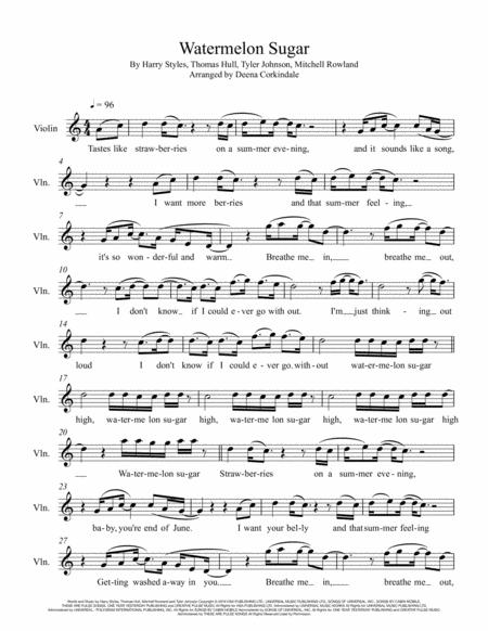 Watermelon Sugar Harry Styles For Violin Sheet Music