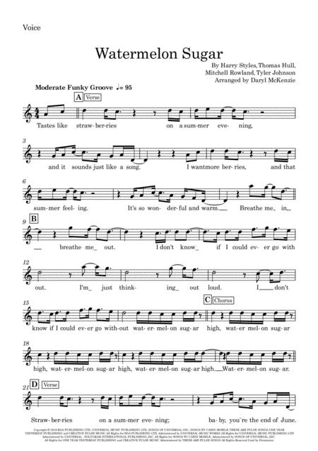 Watermelon Sugar Harry Styles Vocal With Big Band Sheet Music