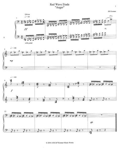 Wave Etude Anger Sheet Music