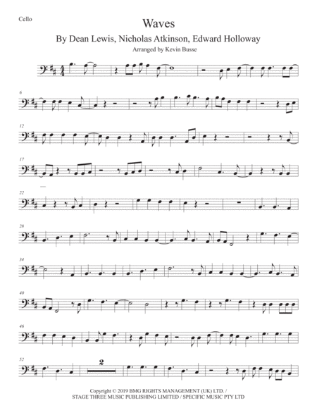 Waves Cello Original Key Sheet Music