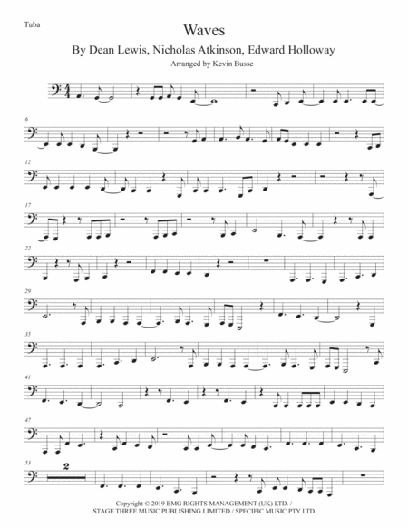 Waves Tuba Easy Key Of C Sheet Music