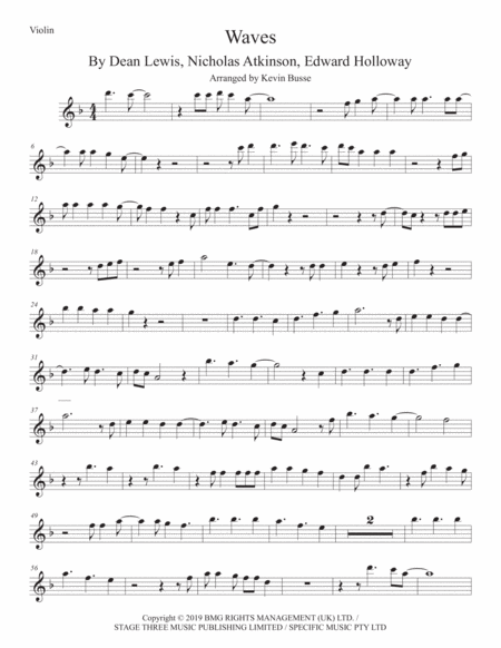 Free Sheet Music Waves Violin