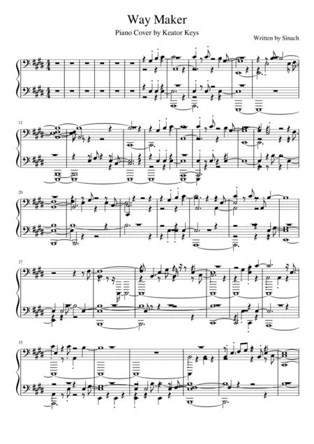 Way Maker Piano Cover Sheet Music