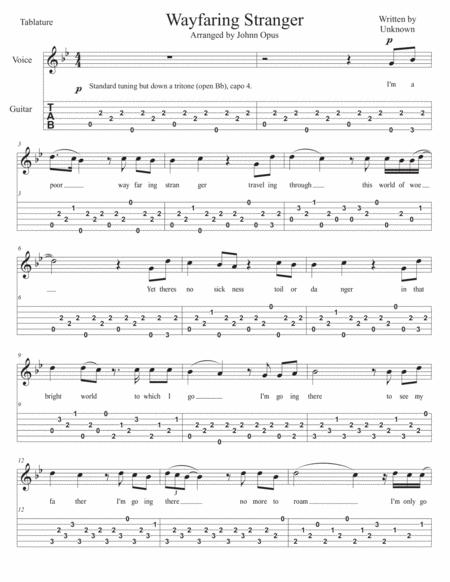 Wayfaring Stranger Guitar Tablature Sheet Music