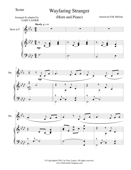 Wayfaring Stranger Horn Piano And Horn Part Sheet Music