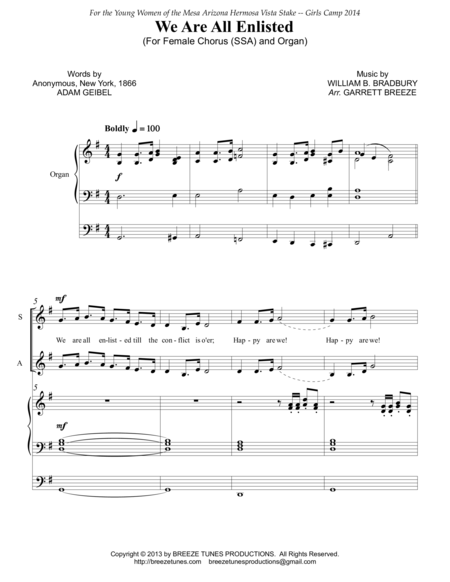 Free Sheet Music We Are All Enlisted Ssa