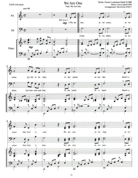 Free Sheet Music We Are One Satb Anthem